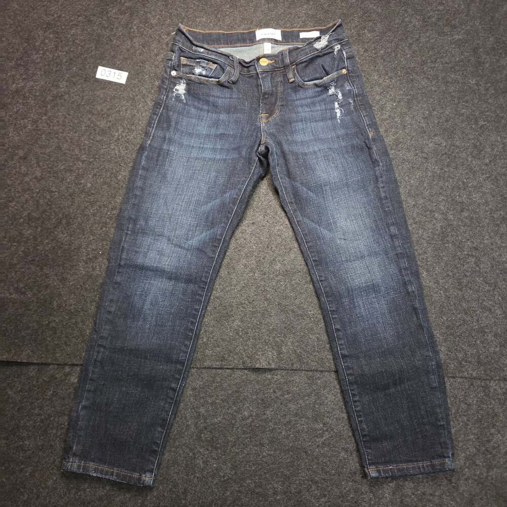 FRAME Le Garcon Crop Size 24 Dark Wash Distressed Jeans